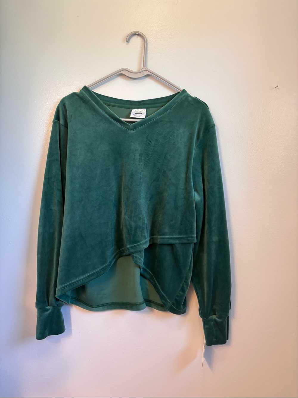 Laundry By Shelli Segal Emerald Green Velour V-Neck Pullover. Sz XL. NWT